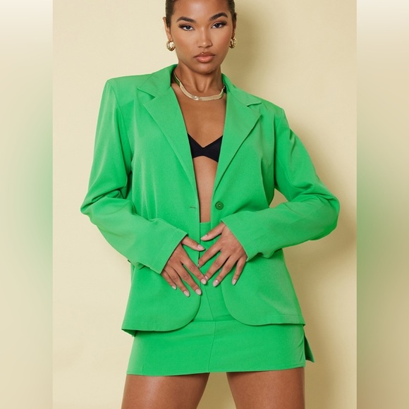 Pretty little things oversized bright green button front blazer - Picture 1 of 6